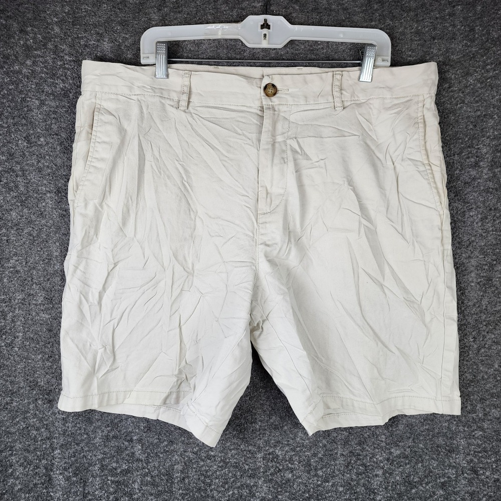 Old Navy Slim Chino Shorts Mens 40 Beige Built-In Flex Cotton Blend Stretch